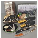 11 asst folding etc knives incl Remington,