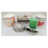 6 vintage fishing bait containers incl minnow