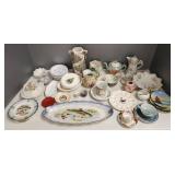 Lg Gp of decorated China incl 21"L fish plate -