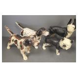 4 cast iron dog banks/ door stops 14.5" longest