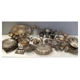 Lg Gp silverplate, etc. hollowware incl tea sets,