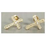 10k gold cross earrings s/w diamonds
