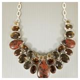 Necklace s/w large jasper & colored stones