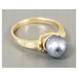 14K gold ring s/w grey pearl- 3.5g; size 6 1/4