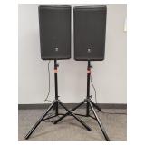 Pair JBL Professional tower speakers w/ tripod