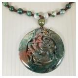 Carved hardstone necklace- 22" long