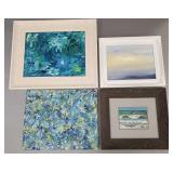 Shelly Aquino signed seascape oil painting & 3
