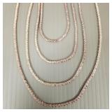 4 N.O.S. sterling silver necklaces; 65.5g total;