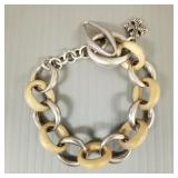 Sterling silver & wood designer style bracelet