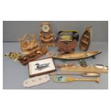 Gp asst wood etc items incl fish etc motif, boats,
