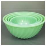 4 Vintage Fire King graduated jadeite bowls-