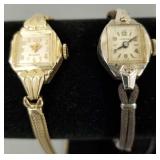 2 vintage ladies wristwatches in 14K gold cases-