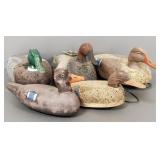 5 vintage cork, etc duck decoys incl
