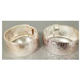 2 N.O.S. sterling silver wide mesh link bracelets