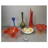 7 pcs vintage, etc. art glass incl Murano bowl,