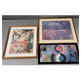 3 large framed art prints incl Chagall & Klee, etc