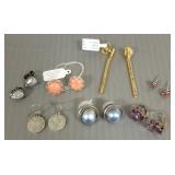 7 pr. sterling silver earrings s/w gemstones, tiny