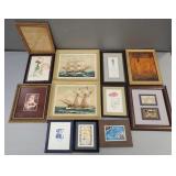 2 small paintings & Gp of framed prints, etc.