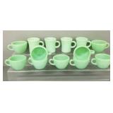 13 pcs Fire King jadeite: 9 coffee cups & 4 slim ?