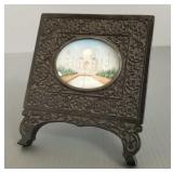 Antique miniature painting of Taj Mahal in carved
