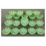 20- 4 1/2" Fire King jadeite lotus leaf bowls