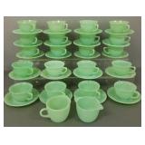 20 Fire King jadeite cups & saucers- 5 3/4" &