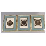 3 Korean works on paper with red seal stamps-