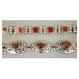 2 sterling silver bracelets s/w amber, etc-