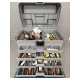 Tackle box w/ tackle incl some vintage fishing