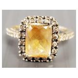 14K gold Effy ring marked BH s/w colored center