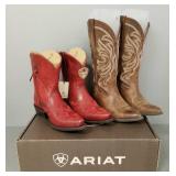 2 pair Ariat womens leather cowboy boots: 9 1/2"