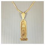 Tested 14K gold pendant on chain- 12.4g; 22" chain