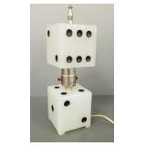 Vintage Deco glass dice motif lamp- 10"H 3"W 3"D