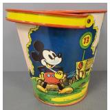 1938 Disney tin litho bucket- 8 1/4"H incl handle