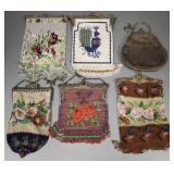 6 antique beaded, etc. bag w/ ornate metal clasps