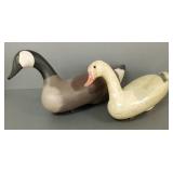 2 goose decoys: 1 stamped Dr. Roy & 1 signed