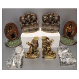 4 pair vintage bookends incl metal & stone-