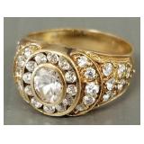 14K gold ring s/w clear stones- 5.0g; size 6 3/4