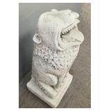 31 1/2"H cast stone guardian lion (1 tooth broke)