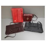 4 leather purses incl Italy- 12.5"x 7" largest