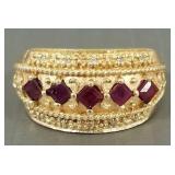 10K gold ring s/w rubies- 4.0g, size 7 3/4