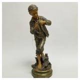 Antique spelter figure 'Le Pecheur' 20 1/2'H