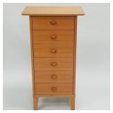 Danish teak 6-drawer narrow cabinet- 37 1/2'H,