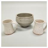 3 Warren MacKenzie pieces: bowl- 4 1/2'H 7'D &