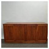 Danish teak mid-century cabinet- 32'H 67'L 18'D