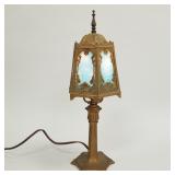 Small slag glass table lamp- 17 1/2'H 6 1/2'D
