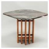 Danish teak base end table with marble top- 21'H