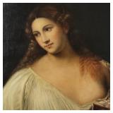 Antique oil painting on canvas copy of 'Flora' in