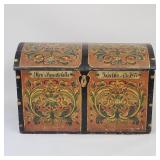 Early rosemaled decorated dome top trunk- 27 3/4'H