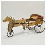 Antique child's wooden horse & carriage